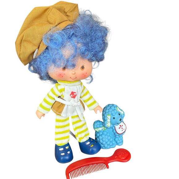 Strawberry Shortcake Crepe Suzette Doll & Pet Poodle Eclair & Comb Vintage 1980s - Picture 3 of 8